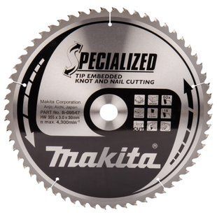 Диск пильный по по древесине с гвоздями SPECIALIZED 355х30 мм 60Т Makita (B-09547) B-09547 фото